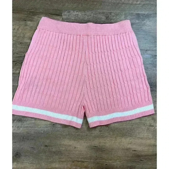 Ivy Storehouse Alpha Kappa Alpha Cable Knitted Pink Shorts Womens XXL Drawstring - Picture 6 of 9